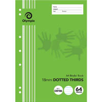 olympic db186 binder book 18mm dotted thirds 64 page 55gsm a4