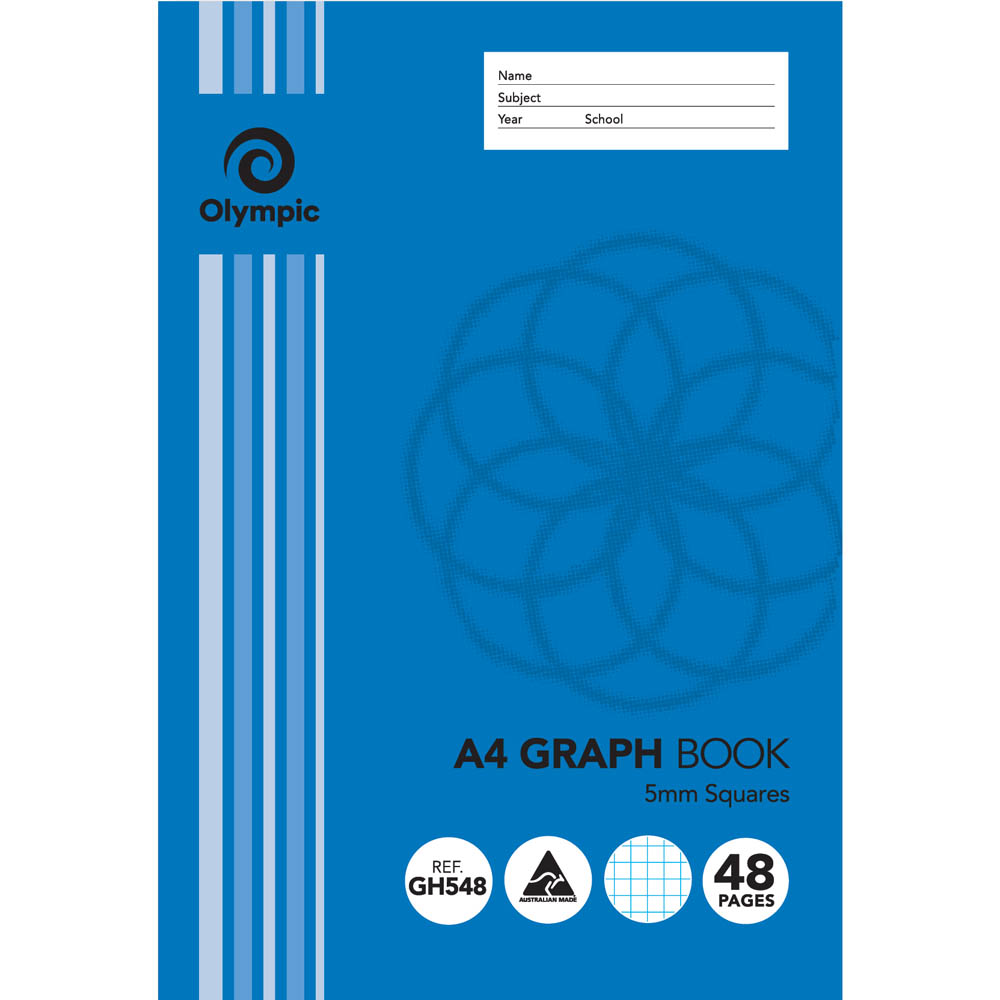 Image for OLYMPIC GH548 GRAPH BOOK 5MM SQUARES 48 PAGE 55GSM A4 from Complete Stationery Office National (Devonport & Burnie)