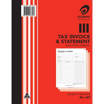 Image for OLYMPIC 627 INVOICE AND STATEMENT BOOK CARBON TRIPLICATE 100 LEAF 200 X 250MM from OFFICE NATIONAL CANNING VALE
