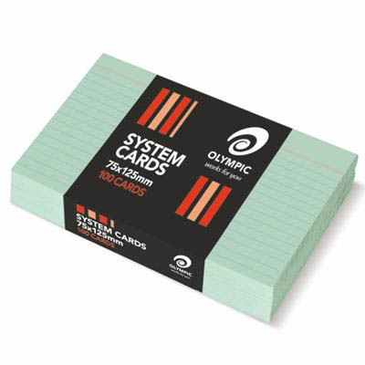 Image for OLYMPIC RULED SYSTEM CARDS 75 X 125MM GREEN PACK 100 from PaperChase Office National
