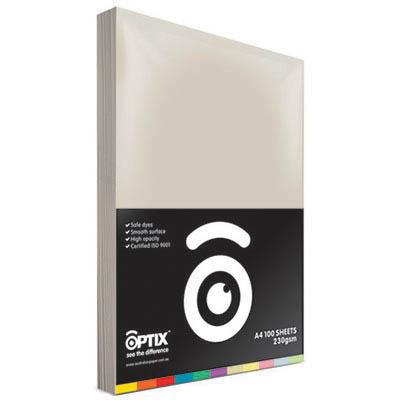 Image for OPTIX COLOURED A4 COPY PAPER 230GSM ZENA GREY PACK 100 SHEETS from Discount Office National
