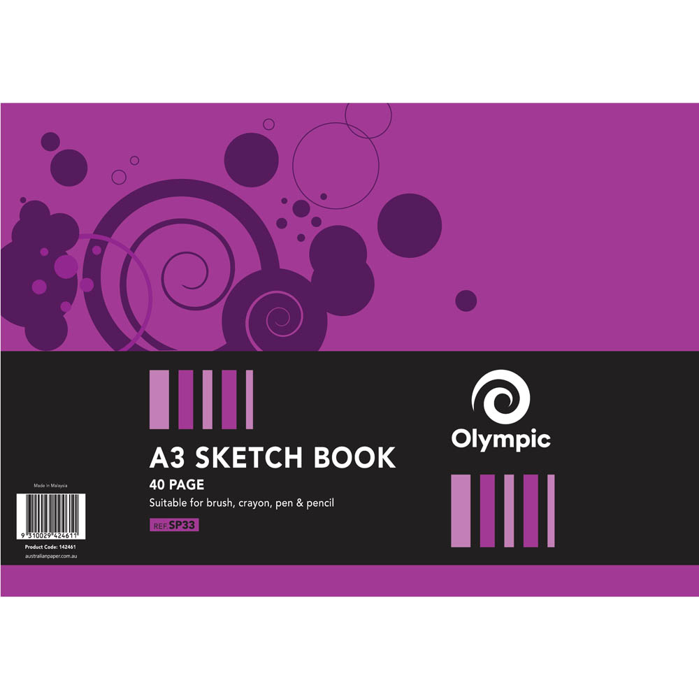 Image for OLYMPIC SP33 SKETCH BOOK SIDE OPEN 110GSM 40 PAGE A3 from Angletons Office National