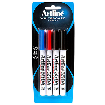 Image for ARTLINE 550A WHITEBOARD MARKER BULLET 1.2MM ASSORTED PACK 4 from Aztec Office National
