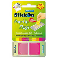 stick-on pop up flags 50 sheets 45 x 25mm magenta