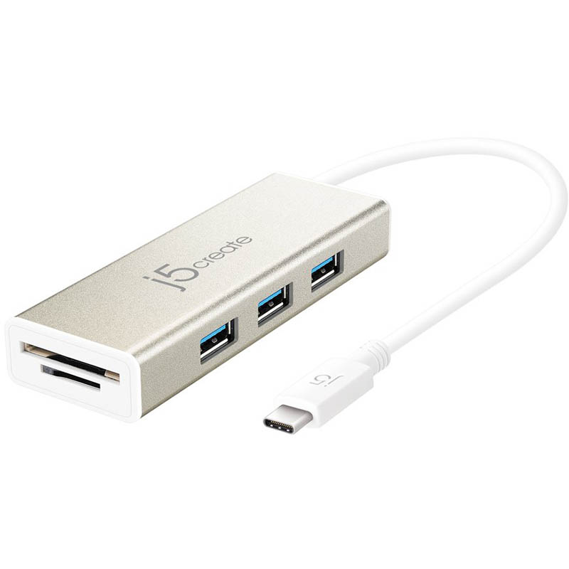 Image for J5CREATE JCH347 3-PORT HUB USB-C 3.1 WITH SD/MICRO SD CARD READER from Office National Sydney Stationery