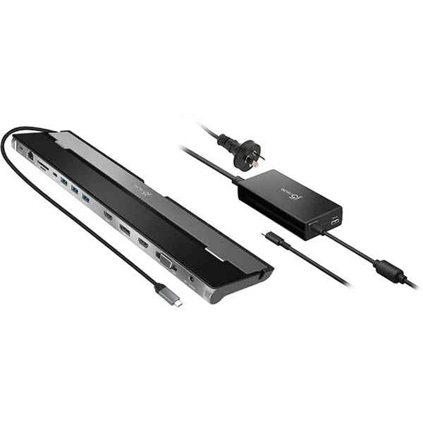 Image for J5CREATE JCD543P TRIPLE DISPLAY DOCKING STATION USB-C WITH POWER SUPPLY BLACK from PaperChase Office National