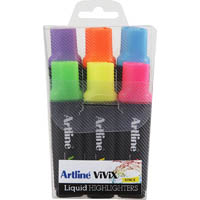 artline vivix highlighter chisel assorted wallet 6