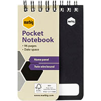 marbig accohide pocket notebook wiro bound 96 page 112 x 77mm black pack 5