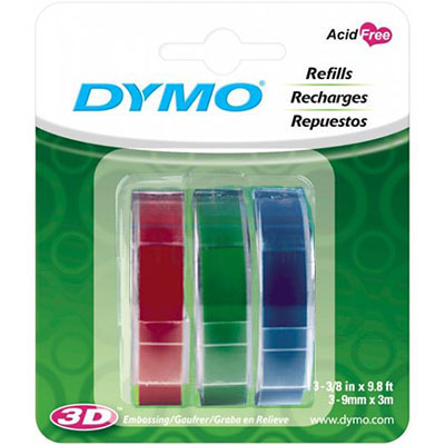 Image for DYMO 1741671 EMBOSSING LABELLING TAPE 9MM X 3M GLOSSY ASSORTED PACK 3 from Office National Sydney Stationery