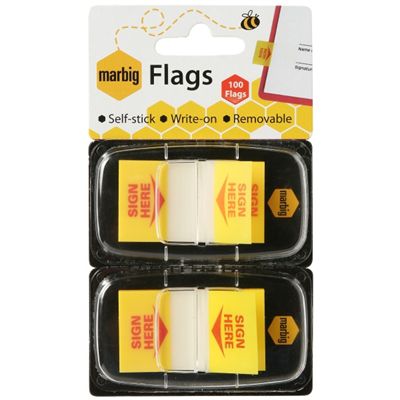 Image for MARBIG POP-UP SIGN HERE FLAGS TWIN PACK YELLOW from Discount Office National