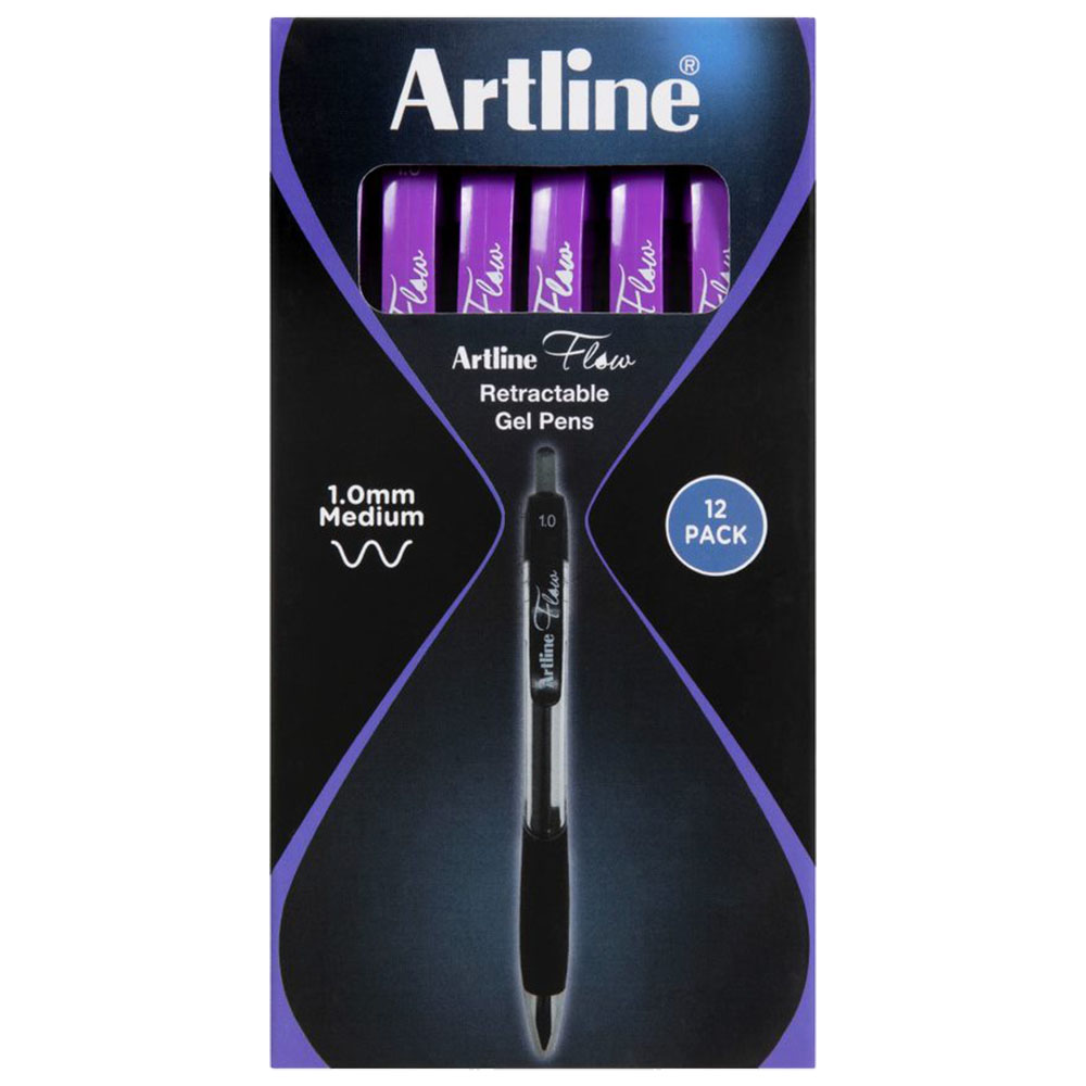 Image for ARTLINE FLOW RETRACTABLE BALLPOINT PEN 1.0MM PURPLE BOX 12 from Emerald Office Supplies Office National