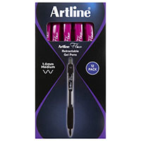 artline flow retractable ballpoint pen 1.0mm pink box 12