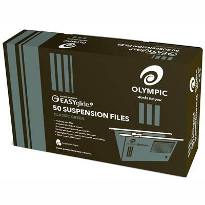 Image for OLYMPIC 100% RECYCLED EASY GLIDE SUSPENSION FILES FOOLSCAP GREEN PACK 50 from Office National Perth CBD