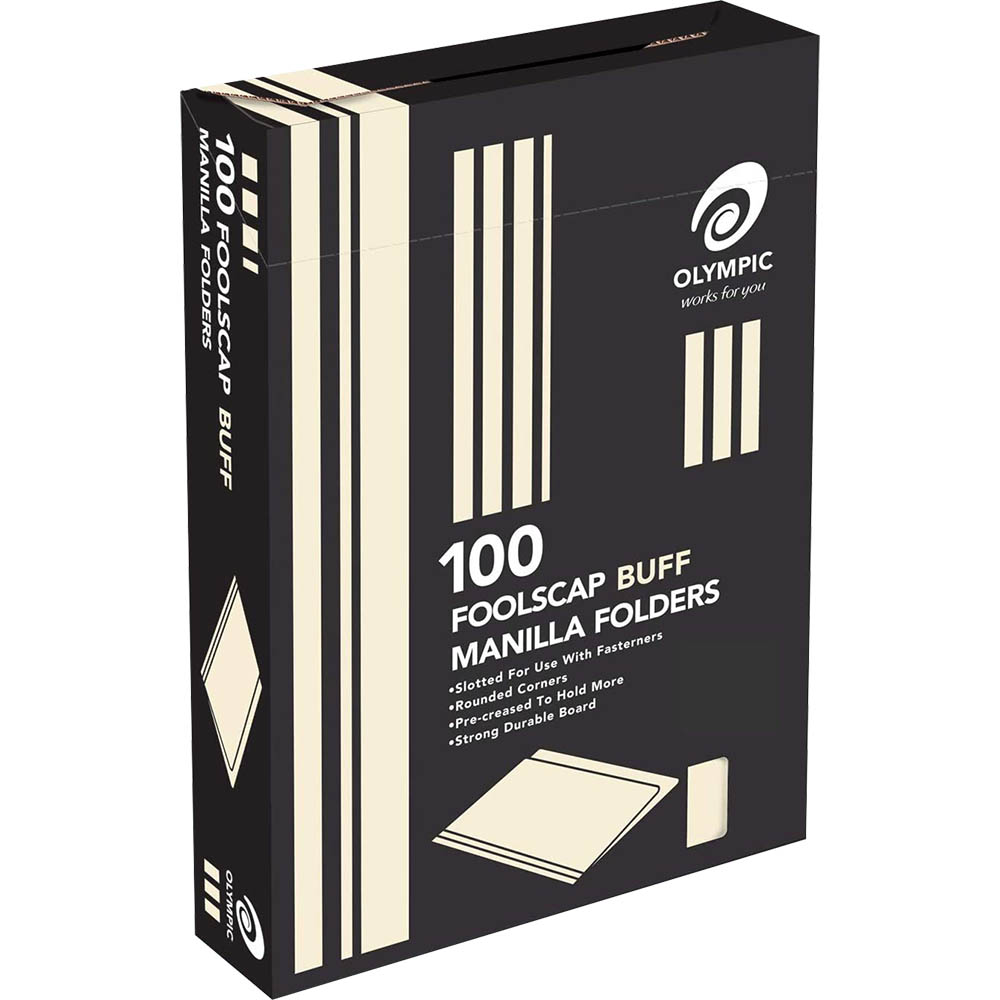 Image for OLYMPIC MANILLA FOLDER FOOLSCAP BUFF 163GSM BOX 100 from Axsel Office National