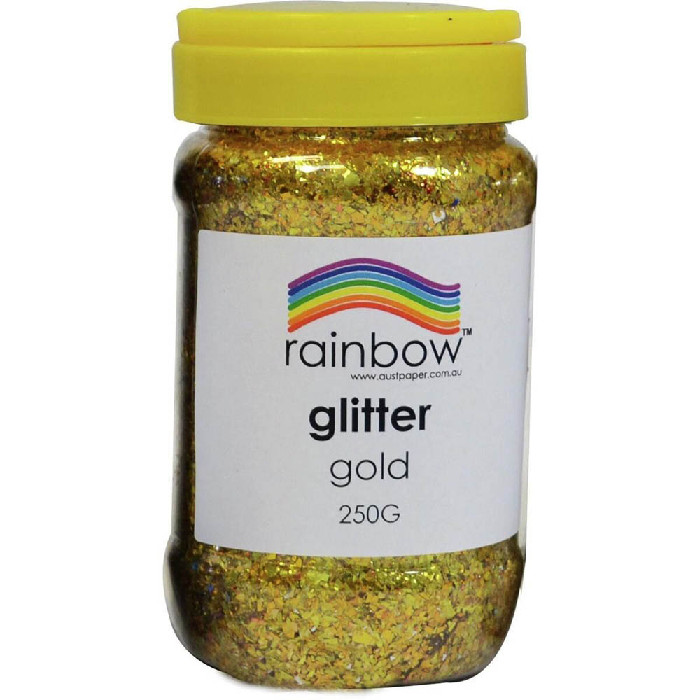 Image for RAINBOW GLITTER 250G JAR GOLD from Officebarn Office National