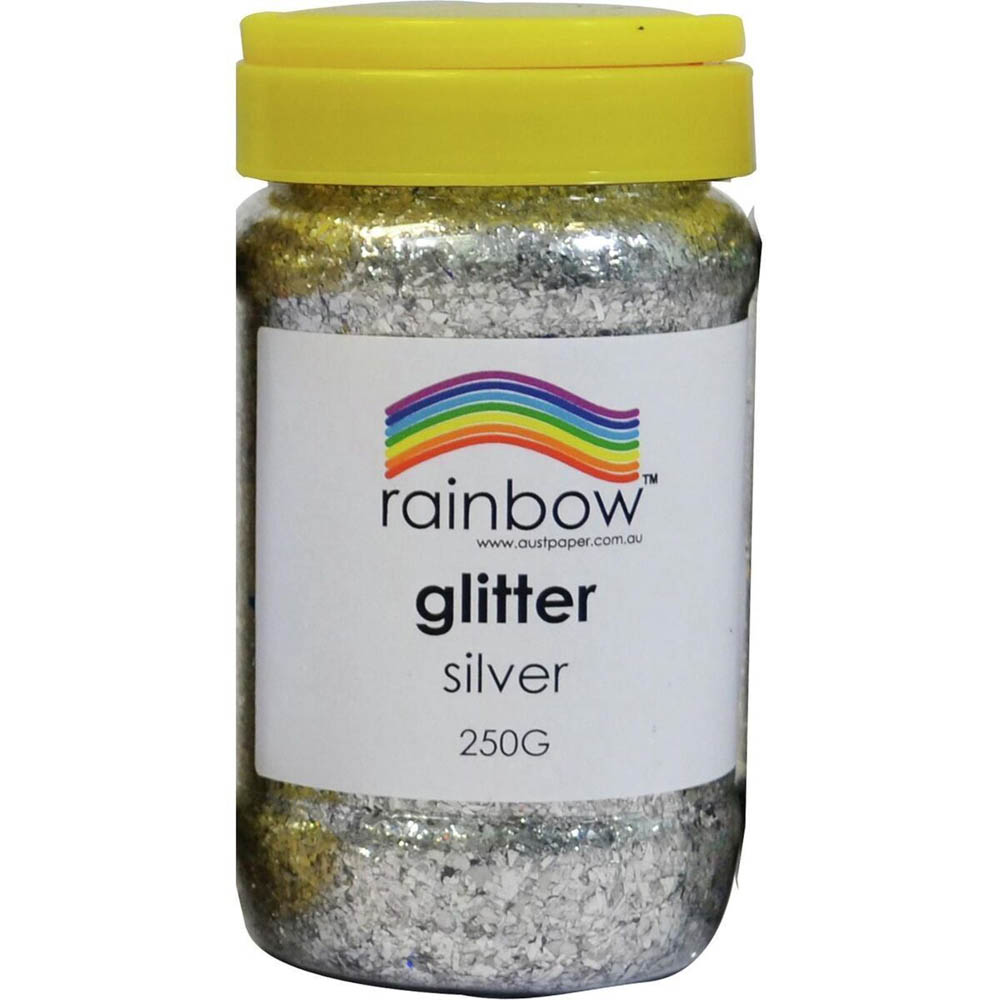 Image for RAINBOW GLITTER 250G JAR SILVER from Officebarn Office National