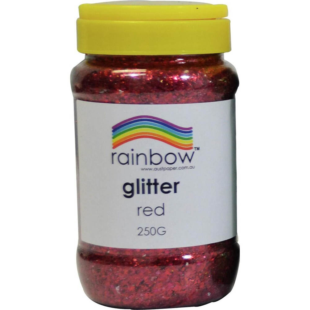 Image for RAINBOW GLITTER 250G JAR RED from Chris Humphrey Office National