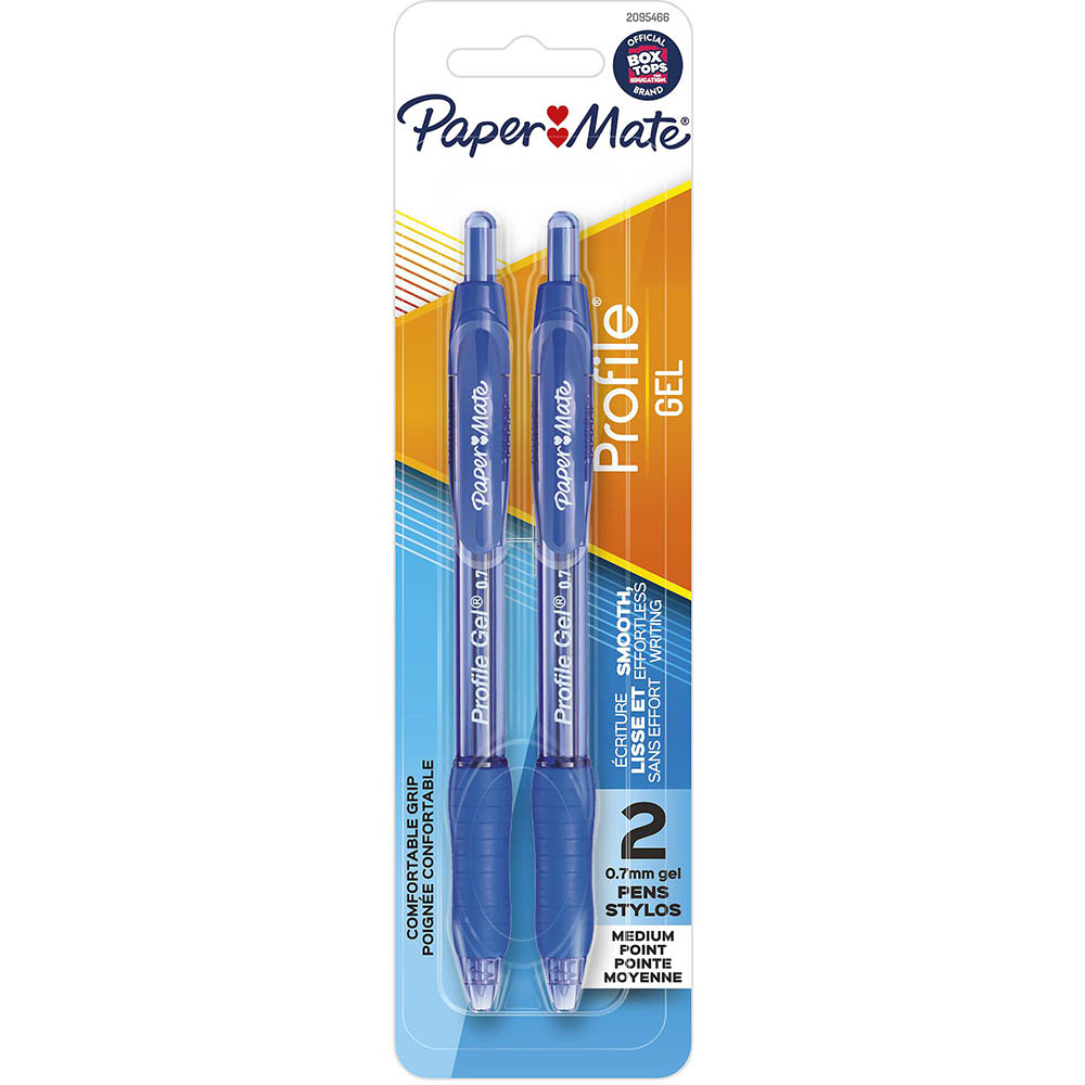 Image for PAPERMATE PROFILE GEL INK PEN 0.7MM BLUE PACK 2 from Surry Office National