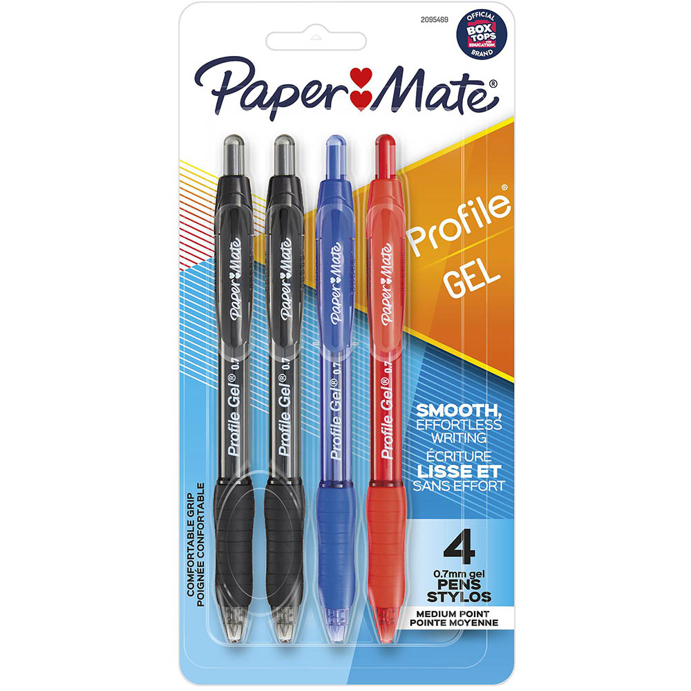 Image for PAPERMATE PROFILE GEL INK PEN 0.7MM ASSORTED PACK 4 from Angletons Office National