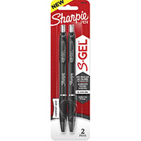 sharpie retractable gel ink pen 0.7mm black pack 2