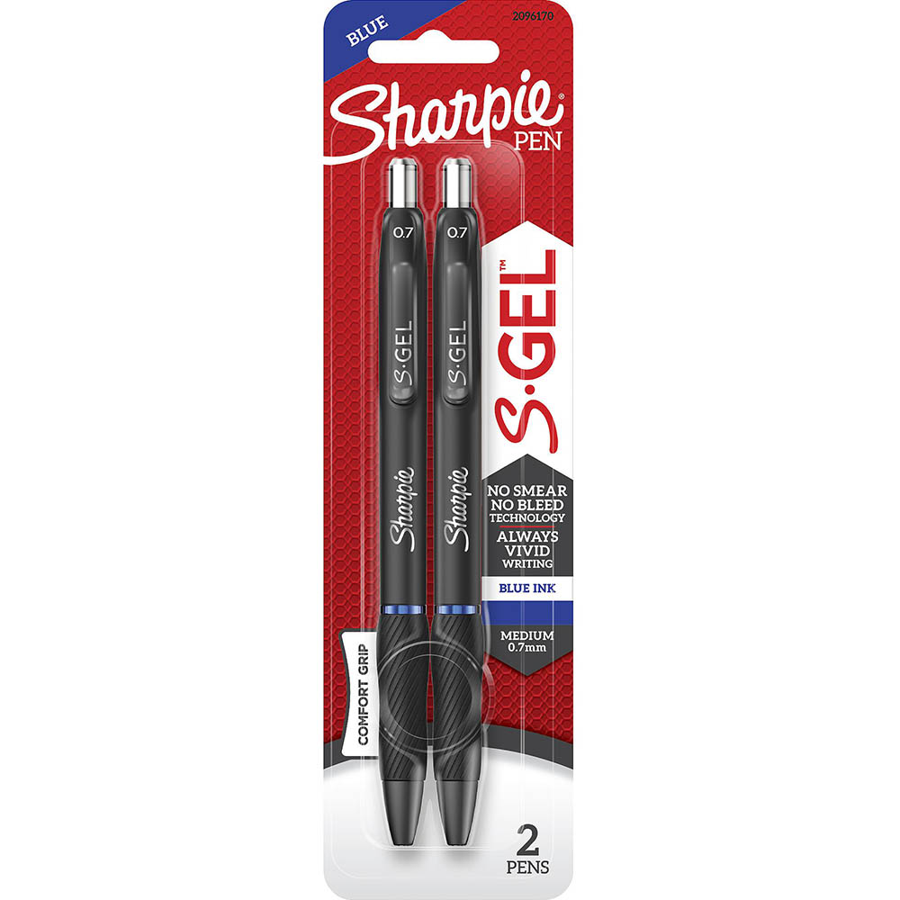 Image for SHARPIE RETRACTABLE GEL INK PEN 0.7MM BLUE PACK 2 from Office National Limestone Coast