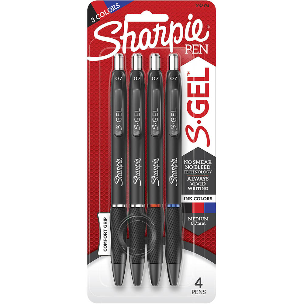 Image for SHARPIE RETRACTABLE GEL INK PEN 0.7MM ASSORTED PACK 4 from OFFICE NATIONAL CANNING VALE