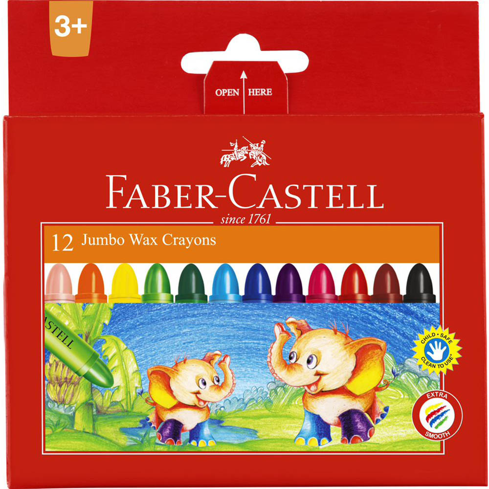 Image for FABER-CASTELL JUMBO WAX CRAYONS ASSORTED BOX 12 from Emerald Office Supplies Office National