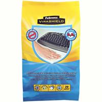 fellowes virashield surface cleaning wipes antibacterial pack 20