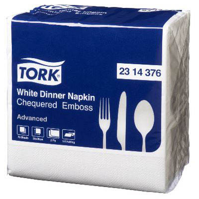 Image for TORK 2314376 CHEQUERED DINNER NAPKIN 2-PLY 390 X 390MM WHITE PACK 75 from Office National Sydney Stationery