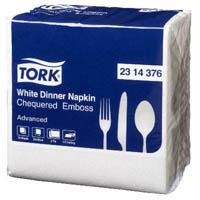 tork 2314376 chequered dinner napkin 2-ply 390 x 390mm white pack 75