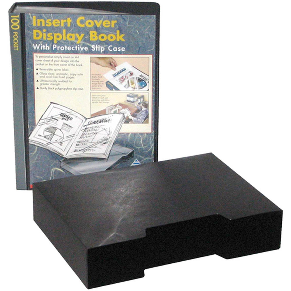 Image for COLBY DISPLAY BOOK NON-REFILLABLE INSERT COVER SLIPCASE 100 POCKET A4 BLACK from Express Office National