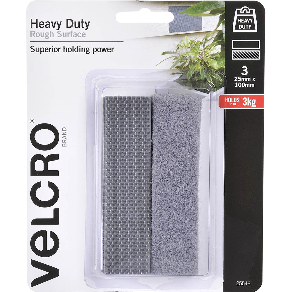 Image for VELCRO BRAND® HEAVY DUTY ROUGH SURFACE STICK-ON HOOK AND LOOP TAPE 25 X 100MM PACK 3 PAIRS from PaperChase Office National