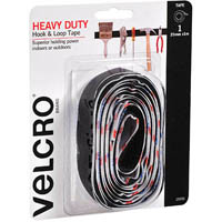 velcro brand® stick-on heavy duty hook and loop tape 25mm x 1m black