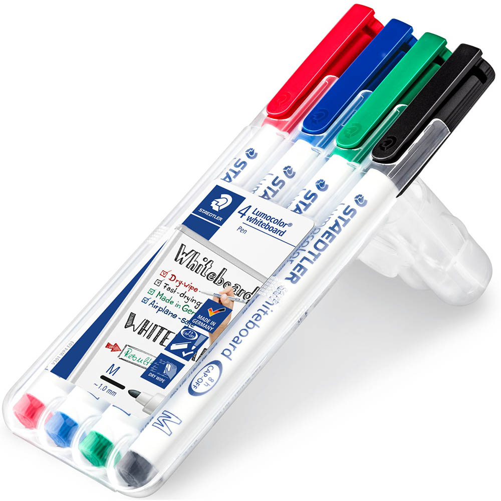 Image for STAEDTLER 301 LUMOCOLOR WHITEBOARD PEN ASSORTED WALLET 4 from PaperChase Office National