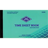 zions 30ab time sheet book retail shop employees