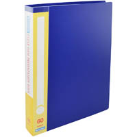 bantex display book non-refillable spine insert 60 pocket a4 blue