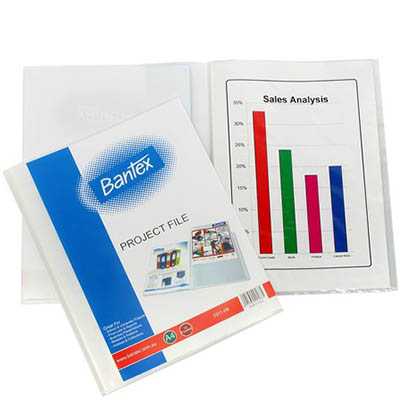 Image for BANTEX PROJECT FILE 20 POCKET A4 CLEAR/WHITE from Discount Office National