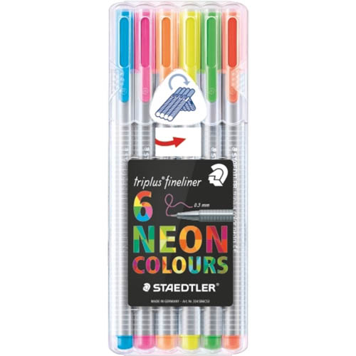 Image for STAEDTLER TRIPLUS 334 FINELINER SUPERFINE PENS 0.3MM ASSORTED NEON WALLET 6 from OFFICE NATIONAL CANNING VALE