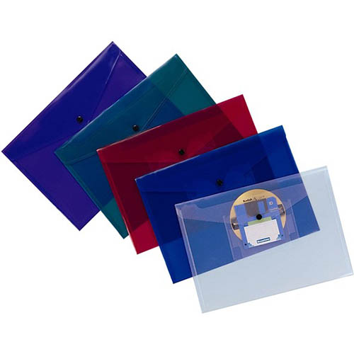 Image for BEAUTONE DELUXE DOCUMENT FOLDER BUTTON CLOSURE MEDIA POCKET A4 CLEAR from Chris Humphrey Office National