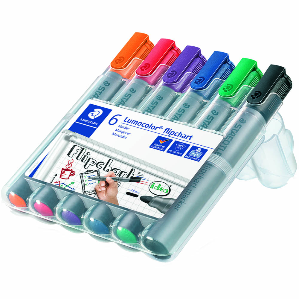 Image for STAEDTLER 356 LUMOCOLOR FLIPCHART MARKER 2.0MM ASSORTED WALLET 6 from Our Town & Country Office National