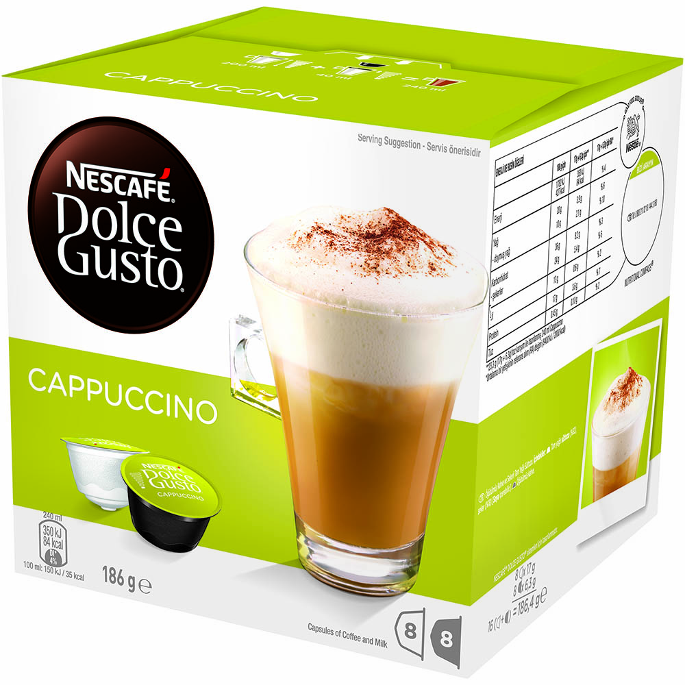 Image for NESCAFE DOLCE GUSTO COFFEE CAPSULES CAPPUCCINO PACK 16 from Ezi Office National Tweed