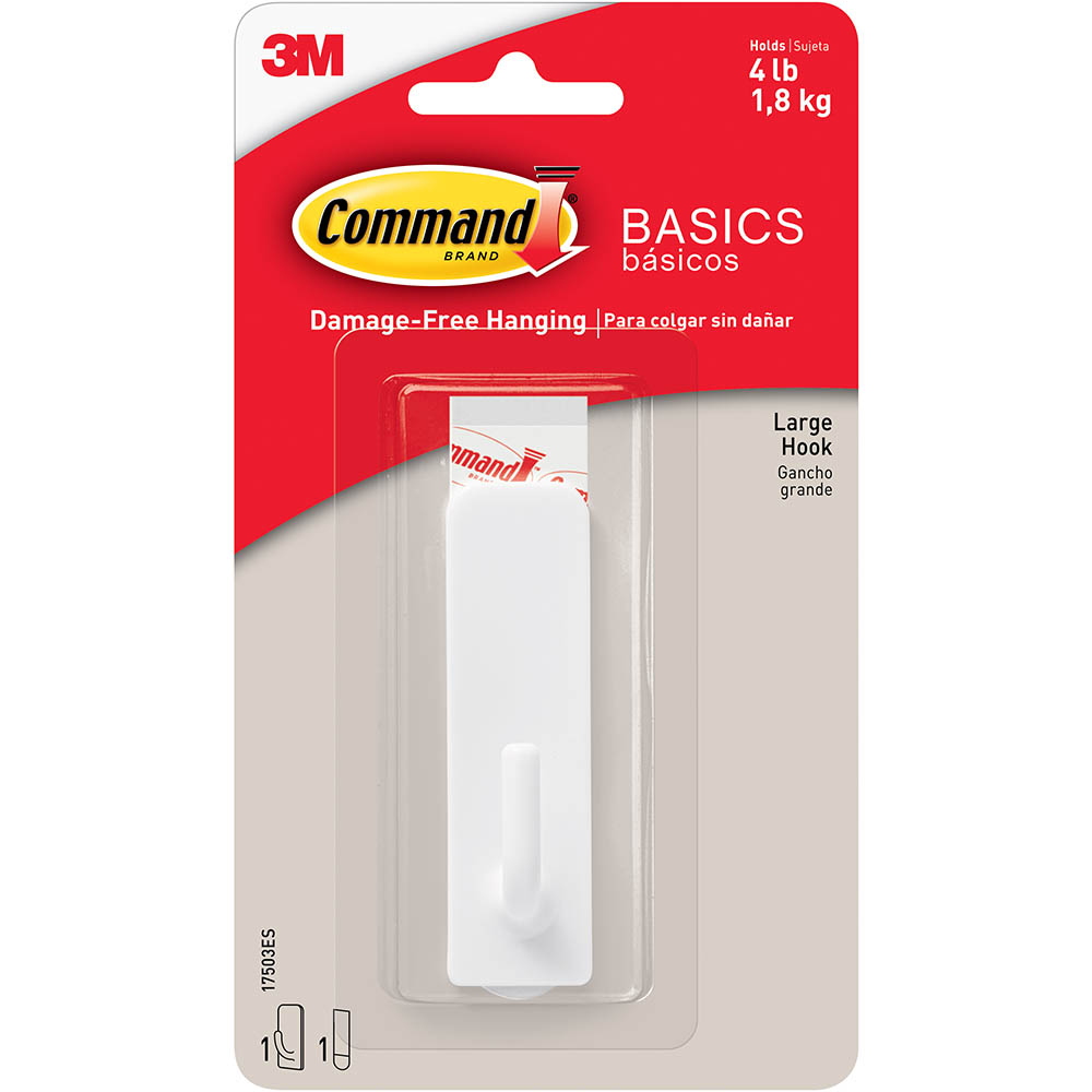 Image for COMMAND LARGE HOOK AND TWO ADHESIVE STRIPS WHITE from Pirie Office National