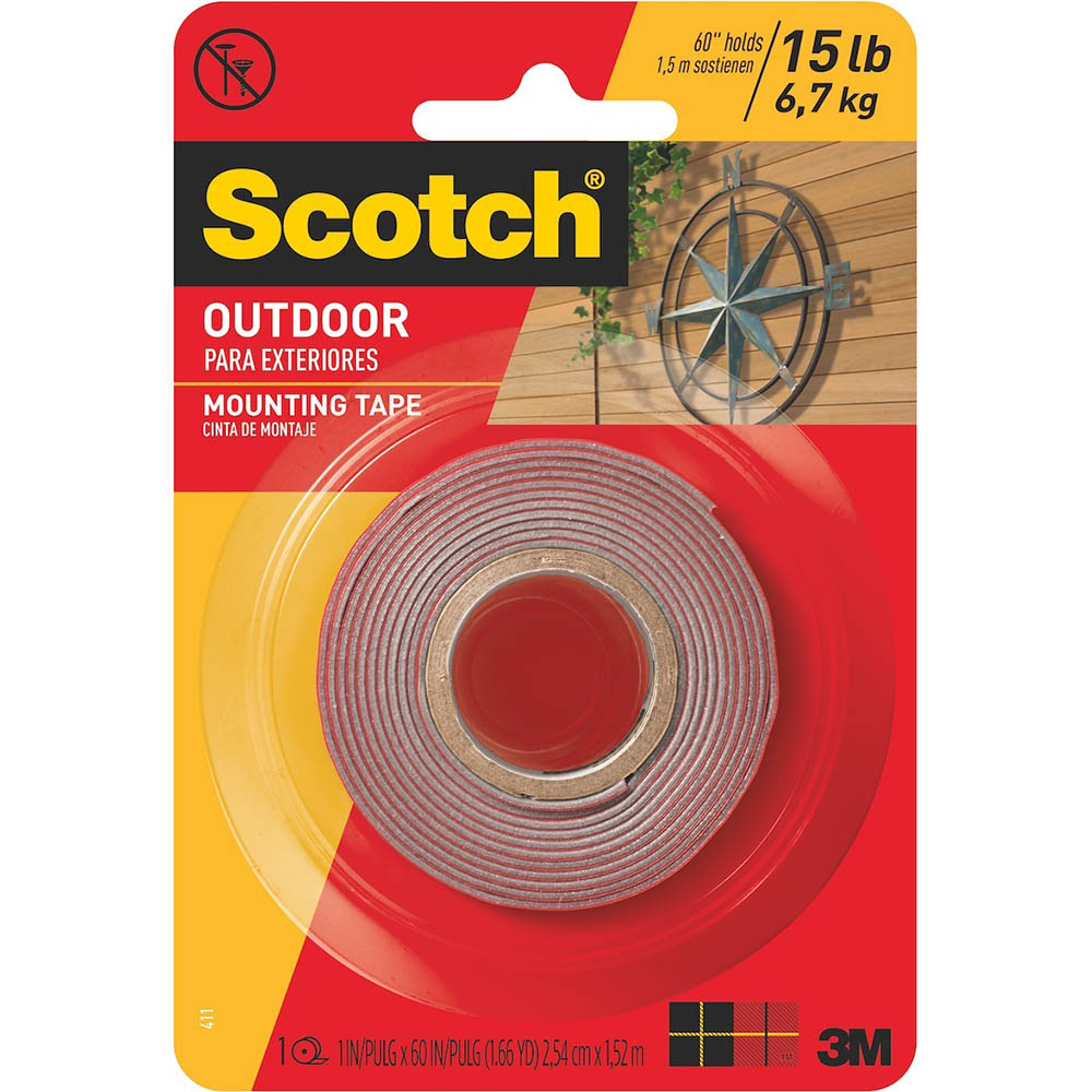 Image for SCOTCH 411P MOUNTING TAPE PERMANENT 25MM X 1.5M GREY from Angletons Office National