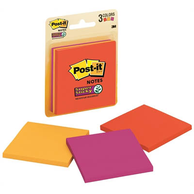 Image for POST-IT 3321-SSAN SUPER STICKY NOTES 76 X 76MM SUPERNOVA NEONS PACK 3 from Bolton's Office National