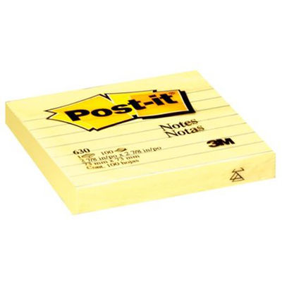 Image for POST-IT 630SS LINED NOTES 76 X 76MM YELLOW from Mackay Business Machines (MBM) Office National