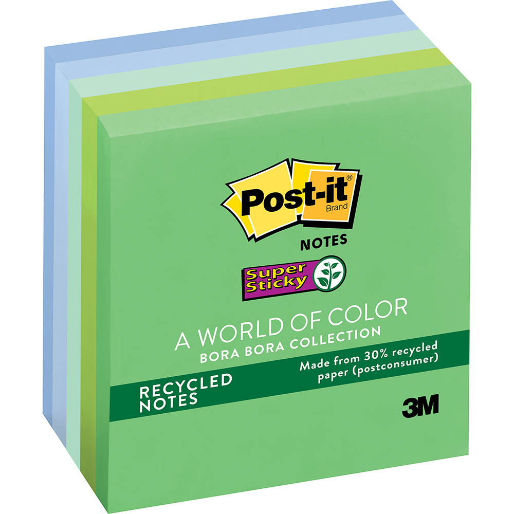 Image for POST-IT 654-5SST RECYCLED SUPER STICKY NOTES 76 X 76MM BORA BORA PACK 5 from Our Town & Country Office National