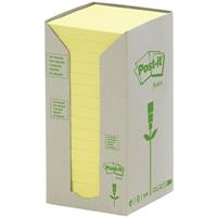 post-it 654-rty recycled notes 76 x 76mm canary yellow pack 16