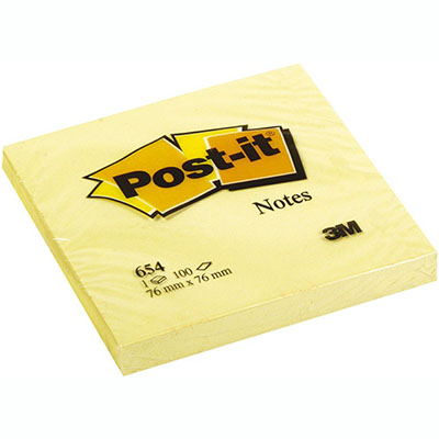 Image for POST-IT 654 ORIGINAL NOTES 76 X 76MM CANARY YELLOW from Office National Kalgoorlie