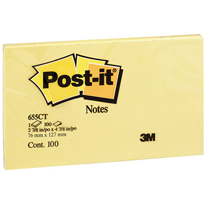 Image for POST-IT 655-CT NOTES 76 X 127MM CANARY YELLOW from Mackay Business Machines (MBM) Office National