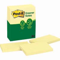 post-it 655-rp 100% recycled notes 76 x 127mm yellow pack 12